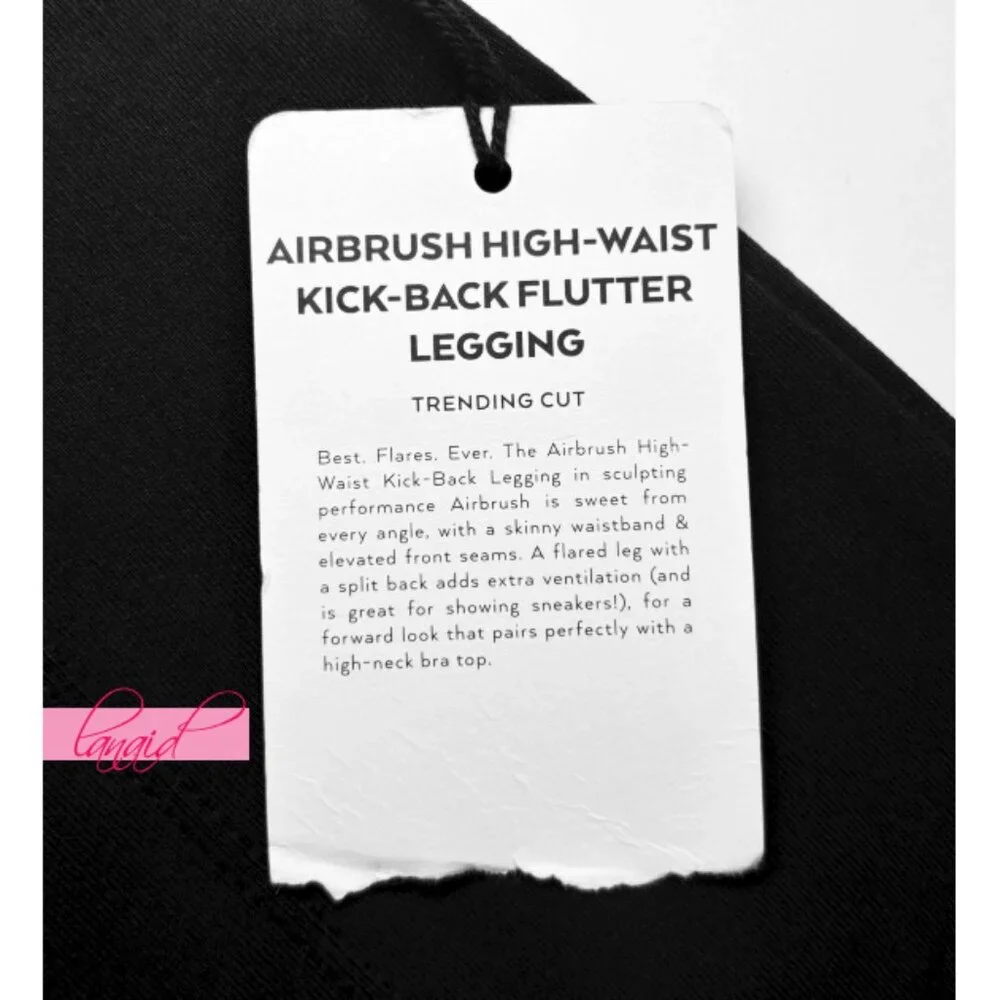 Alo High-Waist Rise Kick-Back Flutter Leggings Black Seamed Back Slit Hem Flare